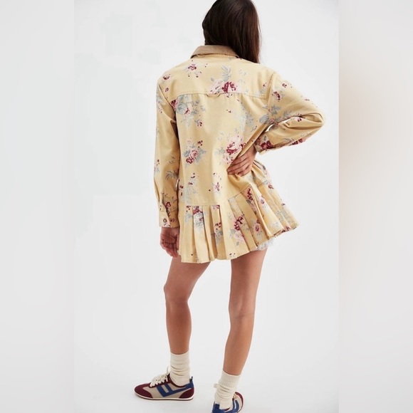 NWOT Free People Connor Yellow Floral Mini Shirt Dress - Picture 3 of 10